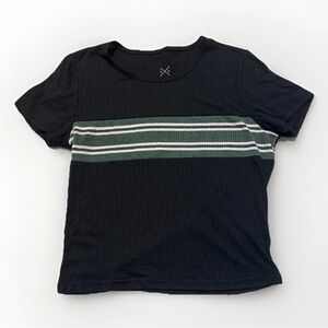 Pacsun Basics Black Striped Short Sleeve Women's Cropped Tee 90s Y2K